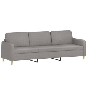 Sofa 3-osobowa, jasnoszara, 210 cm, tapicerowana tkaniną