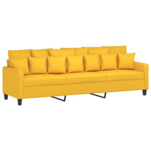 Sofa 3-osobowa, jasnożółta, 210 cm, tapicerowana tkaniną