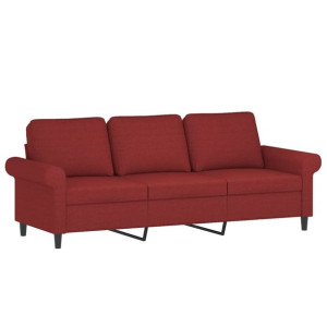 Sofa 3-osobowa, winna czerwień, 180 cm,tapicerowana tkaniną