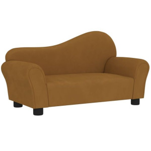 Sofa dla dziecka, brązowa, obita aksamitem