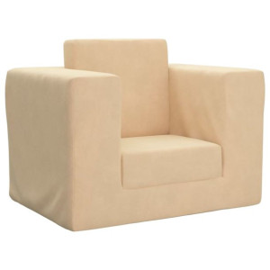 Sofa dziecięca, kremowa, miękki plusz