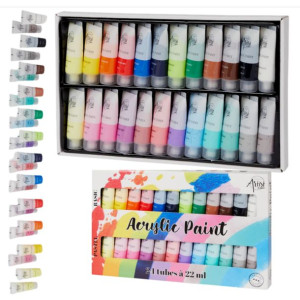 FARBY AKRYLOWE 24x22ml Duży Zestaw Farb Akrylowych