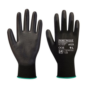 Rękawica powlekana PU bez lateksu - karton 144 pary  Black, XL PORTWEST BHP