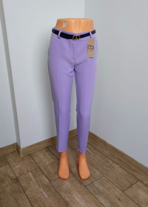 Eleganckie Spodnie Cygaretki Z Paskiem Lila XL