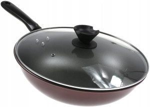 WOK PATELNIA 32cm Głęboka POKRYWA Indukcja GAZ