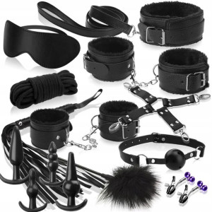 16w1 Zestaw Bdsm Sex Gadżety Kajdani Obroża Smycz Korki Anal Walentynki