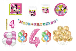 Zestaw Myszka Minnie 4 Urodziny Balony