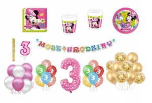 Zestaw Myszka Minnie 3 Urodziny Balony
