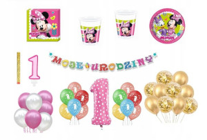 Zestaw Myszka Minnie 1 Urodziny Balony