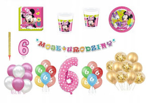 Zestaw Myszka Minnie 6 Urodziny Balony