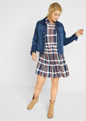 Bonprix Koszulowa Sukienka W Kratę Szmizjerka Oversize Guziki 48-50 904885