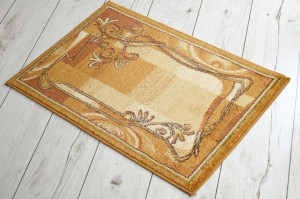 Dywan 140x 190 cm Prostokątny Krótki Włos Tradycyjny Gęsty Żółty Brązowy