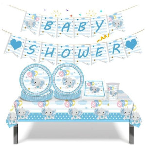 Papierowy Zestaw Baby Shower (26 Elementów) Niebieski 1