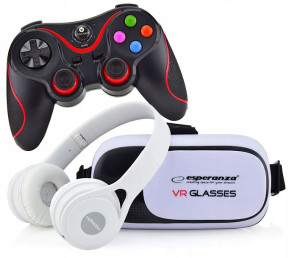 3w1 Zestaw Okulary Vr 3d Słuchawki Gamepad Prezent Dziecka Syna Wnuczka