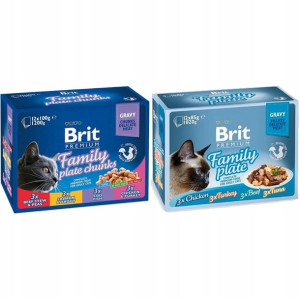 Brit Cat Pouch Family Plate MIX 12x85g +12x100g