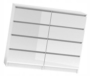 Lakierowana Komoda 120 Cm 8 Szuflad = Biały Połysk