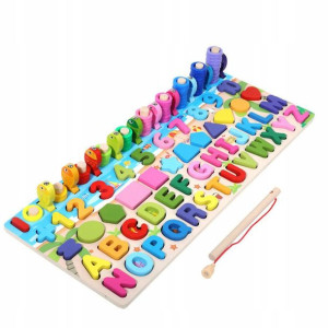 Drewniana Układanka Puzzle Montessori Rybki Duże