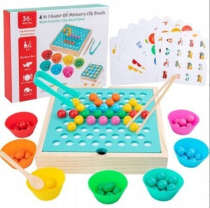 Drewniane Puzzle Układanka Gra Memory Nauka Kulki