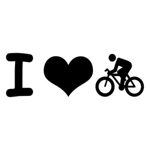 Naklejka na ścianę napis I love bike 15 cm