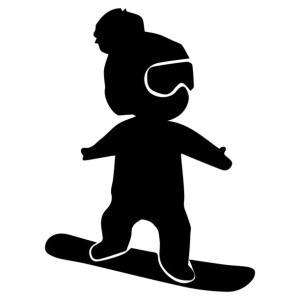 Naklejka ścienna SNOWBOARD BABY na auto 10 cm