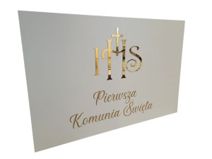 Tablica powitalna Komunia Święta 60x40 IHS złote