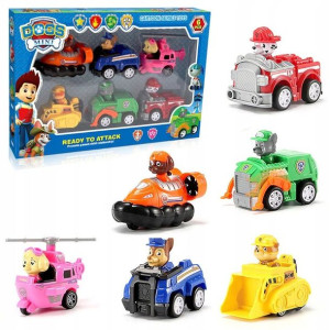 Psi Patrol Autka Z Napędem Figurki 6 Szt Zestaw