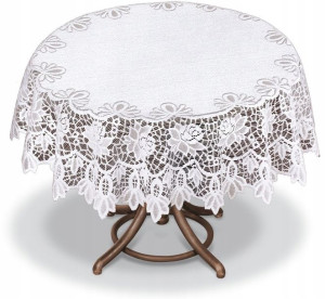 Obrus wzór 20254 śr. 120cm, koło k. biały