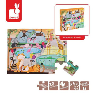 Janod : Puzzle sensoryczne 20 elementów Wycieczka do zoo