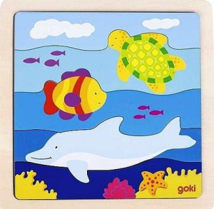 GOKI : Drewniana układanka Delfin i przyjaciele