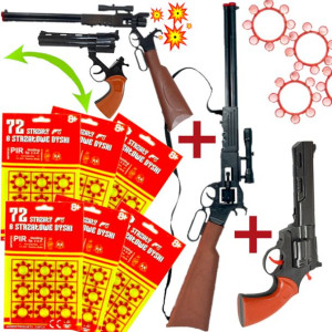 Zestaw Kowbojski - Strzelba Na Kapiszony + Pistolet Na Kapiszony + 6x Spłon