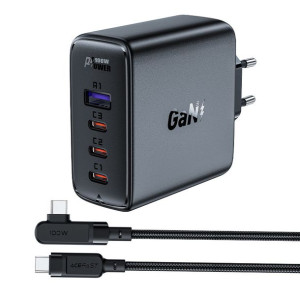 Acefast Szybka Ładowarka Sieciowa Gan 3xusb-c/1xusb-a 100w Czarna + Kabel