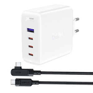 Acefast Szybka Ładowarka Sieciowa Gan 3xusb-c/1xusb-a 100w Biała + Kabel