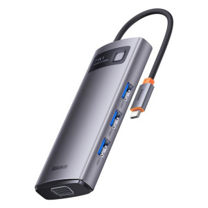Stacja Dokująca Hub 7w1 Usb Typ C-1x Hdmi/1x Vga/3x Usb 3.2 Gen.1/1x Power