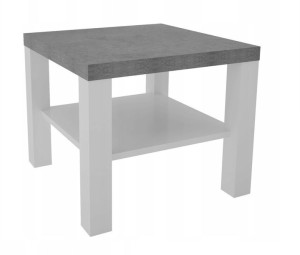 Stolik kawowy z półką 60x60 biały + beton