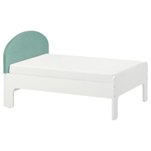 IKEA SLAKT Rozsuwana rama łóżka biały/szaroturkusowy 80x200 cm