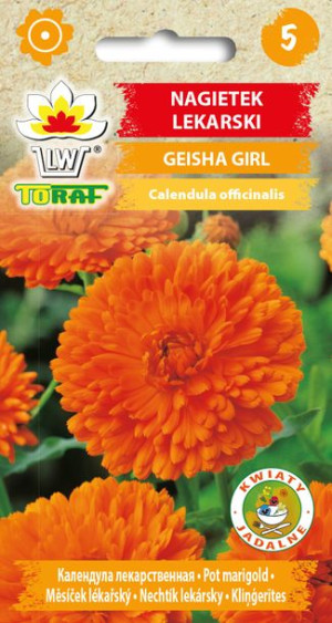 Nagietek Geisha Girl Duże Kwiaty pomarańczowo-czerwone nasiona Toraf