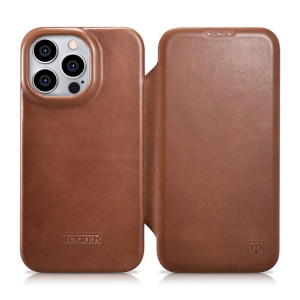 Case Skórzane Etui Iphone 14 Pro Z Klapką Magnetyczne Magsafe Brązowy