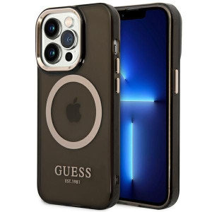 Iphone 14 Pro 6,1" Czarny/black Hard Case Gold Outline Translucent Magsafe