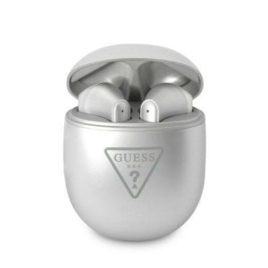 Guess Słuchawki Bluetooth Tws + Stacja Dokująca Srebrny Triangle Logo