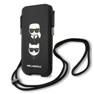 Karl Lagerfeld Torebka 6,7" Czarny/black Hardcase Saffiano Ikonik Head