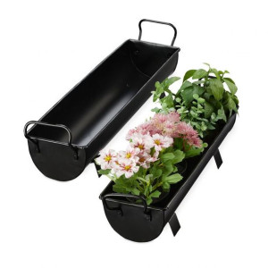 Donica w kształcie rynny 2 szt metal czarny