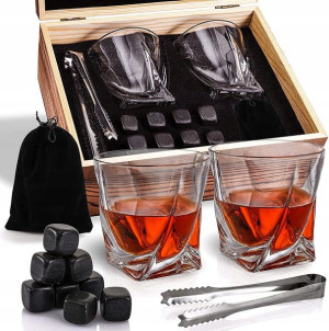 Zestaw do whisky 5w1 duży 8 kamieni + 2 szklanki