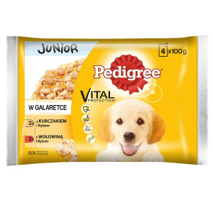 Pedigree Junior Wołowina Kurczak z ryżem 4x100g 400g