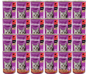 WHISKAS Adult puszka wołowina w sosie 24x 400g