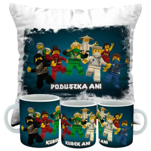 Zestaw Poduszka Kubek Lego Ninjago Imię 40x40 Full