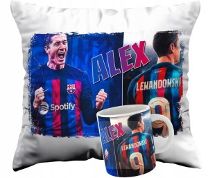 Zestaw Poduszka Kubek Lewandowski Rl9 Fc Barca Y5