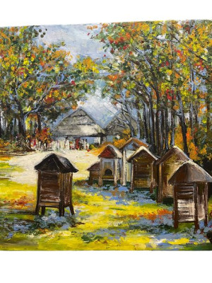 pejzaz ule sygnowany 100x100cm