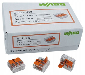 Szybkozłączka WAGO 221-413 3 x 0,14 - 4mm² 50szt.