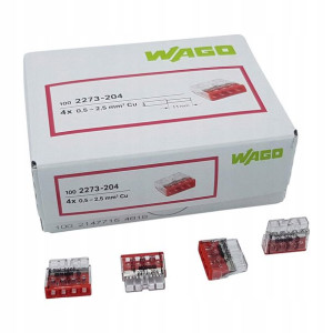 Szybkozłączka WAGO 2273-204 Drut 4 x 0,5 - 2,5mm² 100szt.