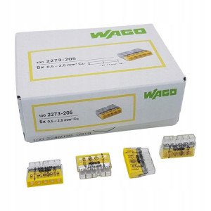 Szybkozłączka WAGO 2273-205 Drut 5 x 0,5 - 2,5mm² 100szt.